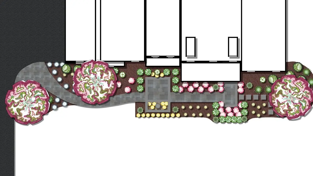 Overhead landscape master plan showing planting beds and walkways for a Chester County property
